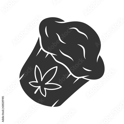 Cannabis cupcake color icon. Weed muffin. Homemade edible kit. Pie cooking. Hemp cookies. Marijuana legalization. Cannabis industry. Cannabis industry. Drug use. Isolated vector illustration