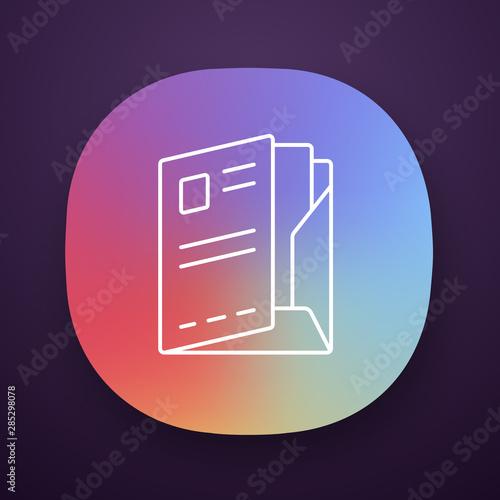 Document folder, paper case app icon. UI/UX user interface. Web or mobile application. Portfolio vector isolated illustration. Corporate documentation management, organization. Company clerk accessory