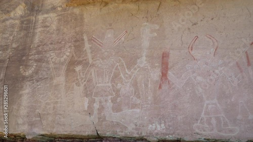 The head hunter petroglyph panel at McConkie Ranch in Utah. photo