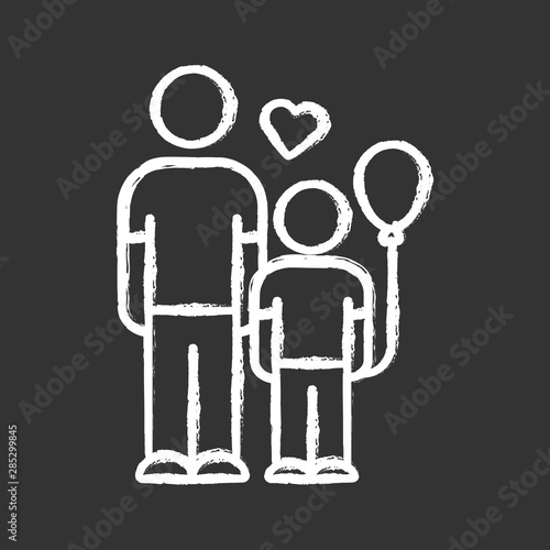 Orphans help chalk icon. Child adoption program. Volunteering support program for motherless kids. Foster care. Family-type children home. Isolated vector chalkboard illustration