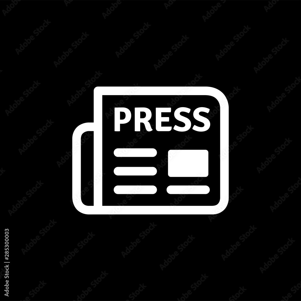 Newspaper Icon On Black Background. Black Flat Style Vector Illustration Newspaper Icon On Black Background. Black Flat Style Vector Illustration