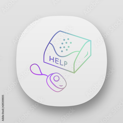 Personal emergency response system app icon. Device for physically disabled people. Call for assistance, help.UI/UX user interface. Web or mobile applications. Vector isolated illustrations