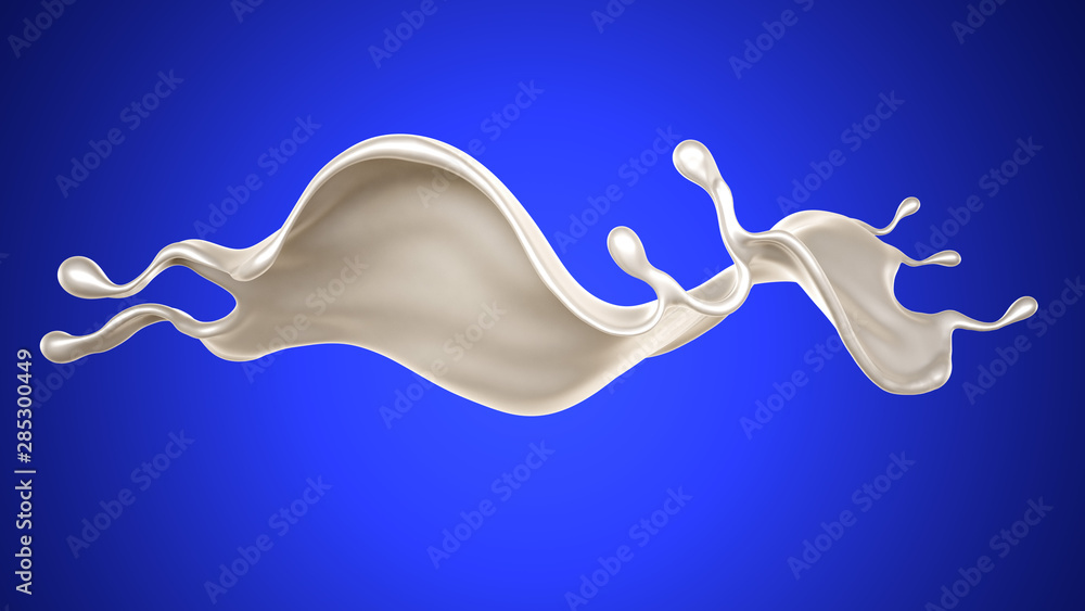 Splash of thick white liquid, milk. 3d illustration, 3d rendering. Splash of thick white liquid, milk. 3d illustration, 3d rendering.