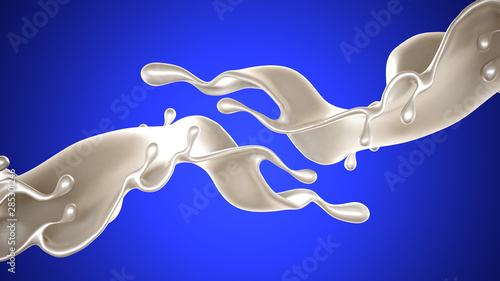 Splash of thick white liquid, milk. 3d illustration, 3d rendering.