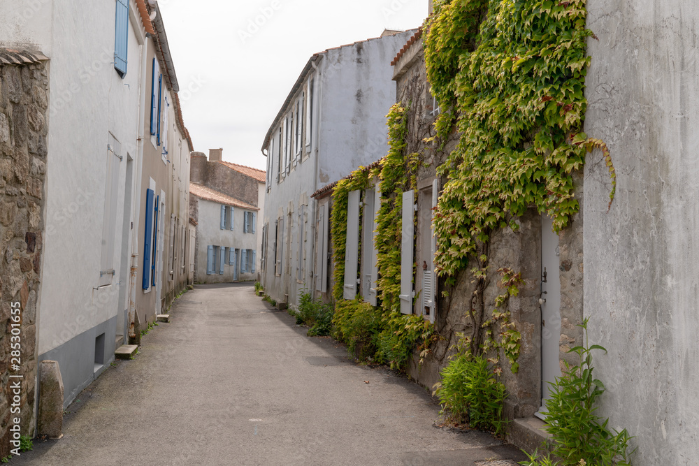 typical alley in the center of Noirmoutier village France