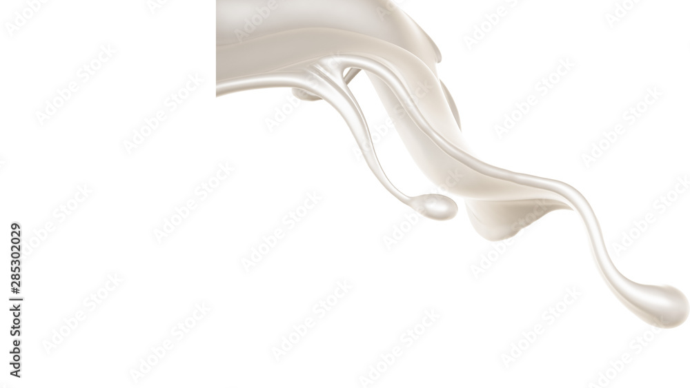 Splash of thick white liquid, milk. 3d illustration, 3d rendering. Splash of thick white liquid, milk. 3d illustration, 3d rendering.