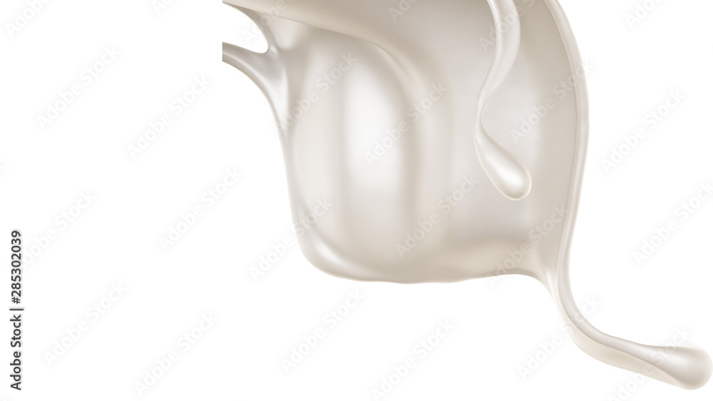 Splash of thick white liquid, milk. 3d illustration, 3d rendering. Splash of thick white liquid, milk. 3d illustration, 3d rendering.