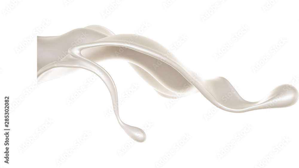 Fototapeta premium Splash of thick white liquid, milk. 3d illustration, 3d rendering.