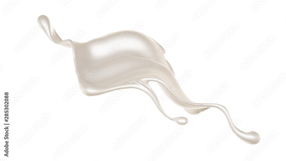 Splash of thick white liquid, milk. 3d illustration, 3d rendering. Splash of thick white liquid, milk. 3d illustration, 3d rendering.