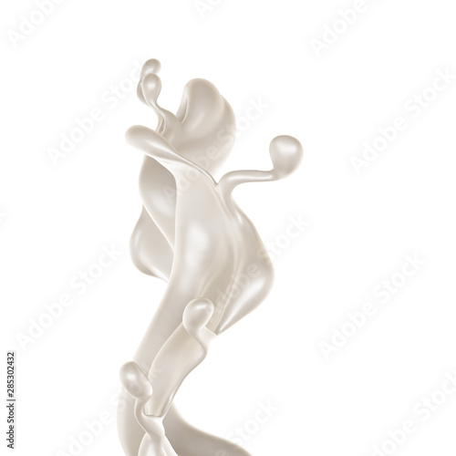 Splash of thick white liquid  milk. 3d illustration  3d rendering.