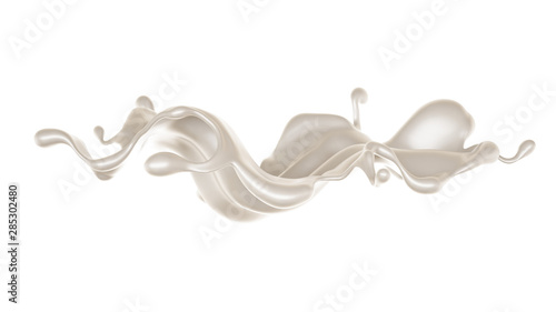 Fototapeta Naklejka Na Ścianę i Meble -  Splash of thick white liquid, milk. 3d illustration, 3d rendering.