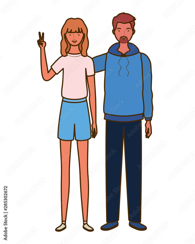 couple of people standing on white background couple of people standing on white background