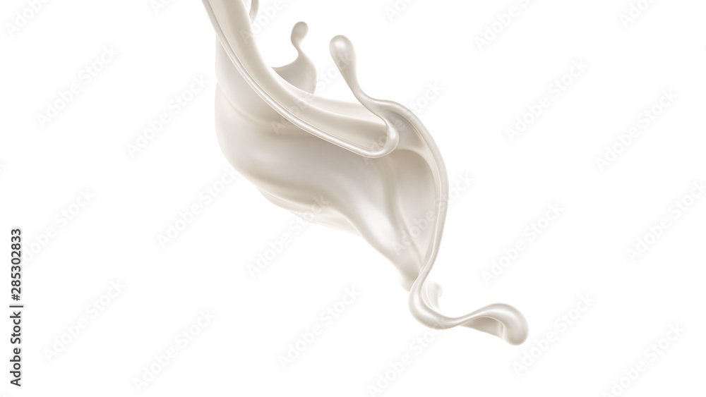 Splash of thick white liquid, milk. 3d illustration, 3d rendering. Splash of thick white liquid, milk. 3d illustration, 3d rendering.