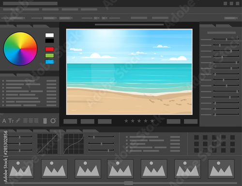 Cartoon Graphic Editor Concept Poster Card Background. Vector