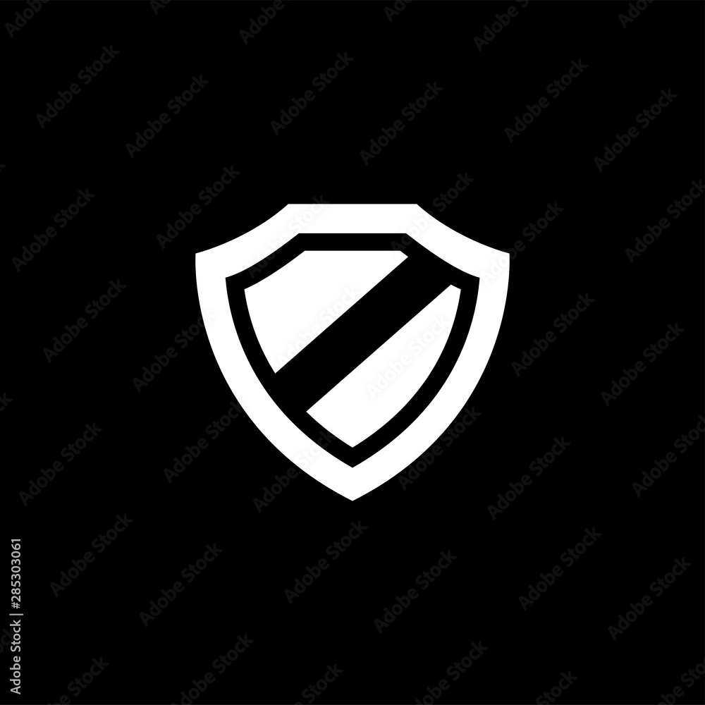 Shield Icon On Black Background. Black Flat Style Vector Illustration Shield Icon On Black Background. Black Flat Style Vector Illustration