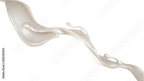 Splash of thick white liquid  milk. 3d illustration  3d rendering.