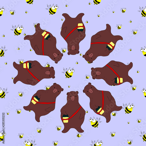 round bear seamless pattern