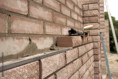 brickwork, tools for bricklaying close up