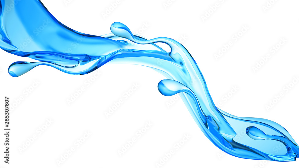 Splash of clear blue liquid, water. 3d illustration, 3d rendering. Splash of clear blue liquid, water. 3d illustration, 3d rendering.