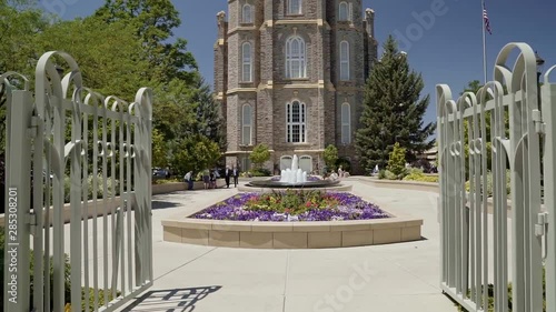 A religious mormon temple located in Logan, Utah. photo