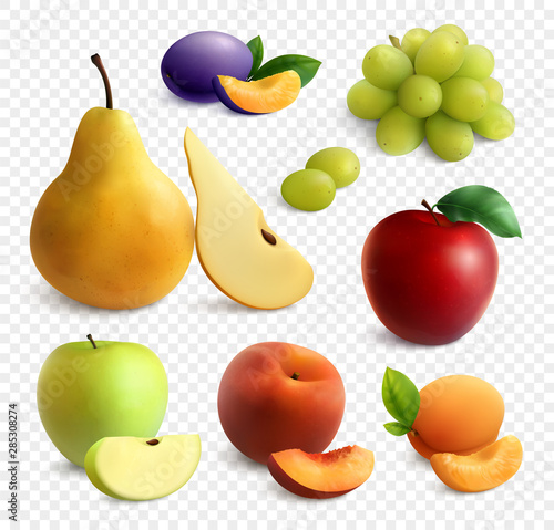 Fruits Realistic Transparent Set