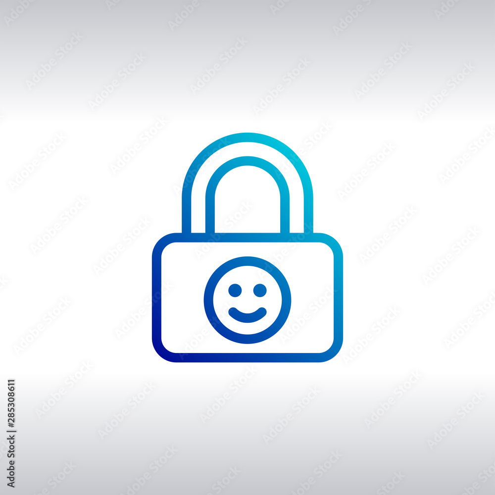 Child lock icon. Locker with smile symbol. Child protection. Vector Child lock icon. Locker with smile symbol. Child protection. Vector