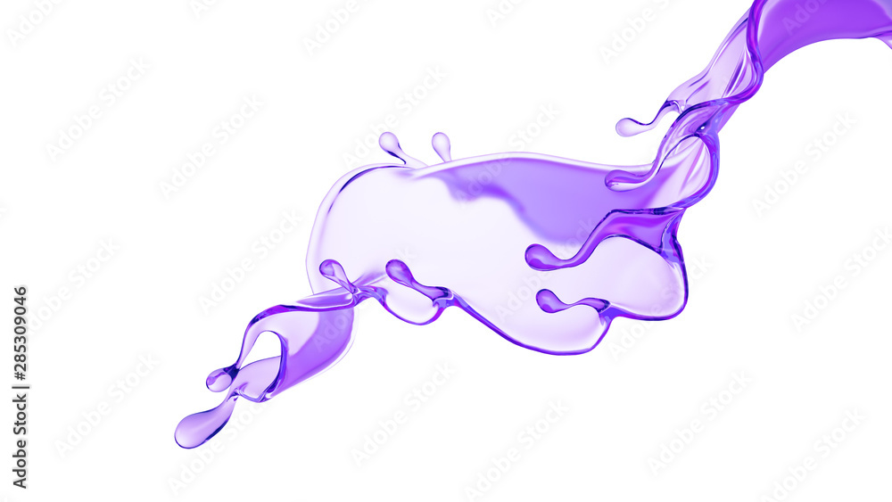 Fototapeta premium Splash of thick purple liquid. 3d illustration, 3d rendering.