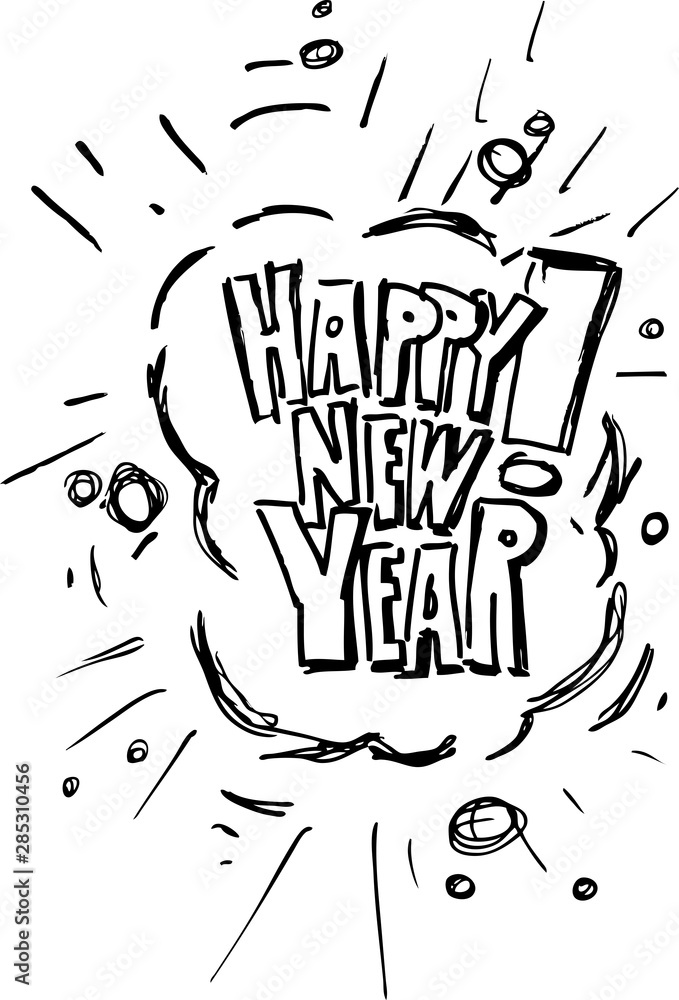 New Year lettering sketch for greeting card New Year lettering sketch for greeting card