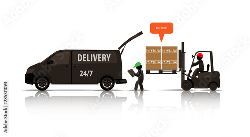 working loads of the parcel with the goods in the truck