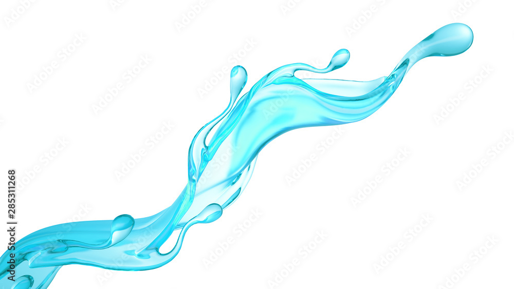 Splash of clear blue liquid, water. 3d illustration, 3d rendering. Splash of clear blue liquid, water. 3d illustration, 3d rendering.