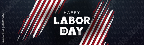 Fényképezés Labor day September 2 background,united states flag, greeting card with brush st