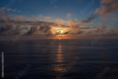 Beautiful sunset on horizon at the atlantic sea