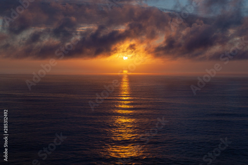 Beautiful sunset on horizon at the atlantic sea