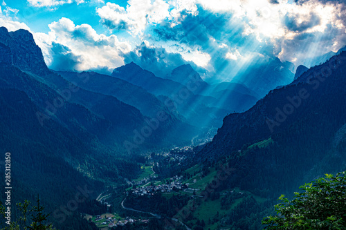 sunbeams in the valley of Alleghe four