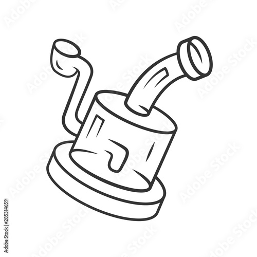 Glass rig linear icon. Cannabis industry. Ganja smoking device. Hemp distribution and sale. Drug use. Thin line illustration. Contour symbol. Vector isolated outline drawing. Editable stroke