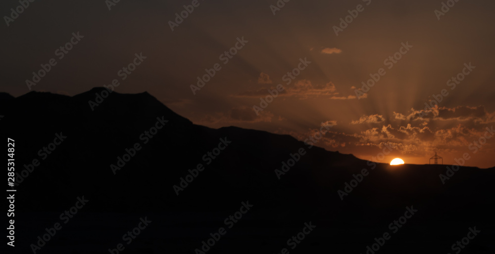 sunset in mountains