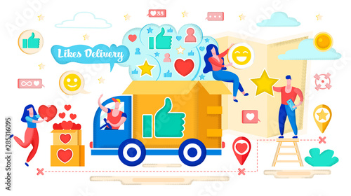 Hearts Delivery Concept, Social Media Marketing.