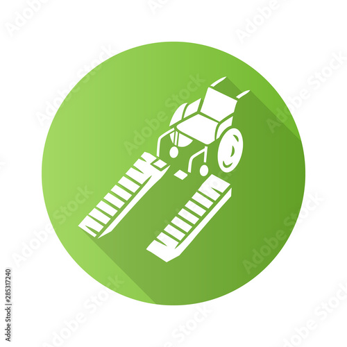 Wheelchair ramp flat long shadow glyph icon. Device for physically disabled people. Transportation in urban environment. Manual wheel chair, handicapped equipment. Vector silhouette illustration