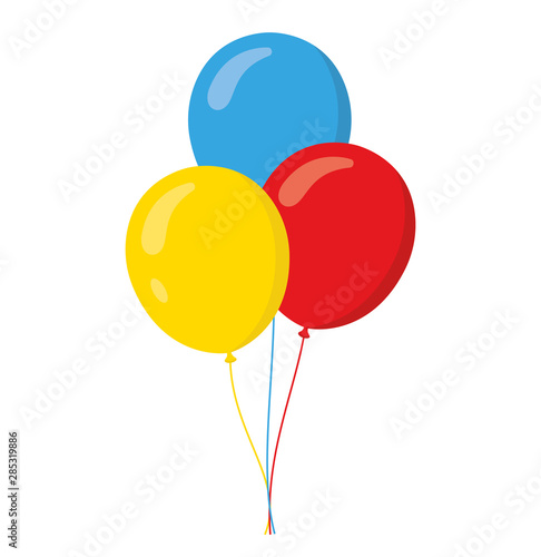 Balloons. Three colored balloons. Vector