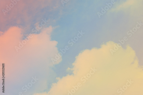 Fototapeta Naklejka Na Ścianę i Meble -  Beautiful sky and clouds in soft pastel color.Soft cloud in the sky background colorful pastel tone.