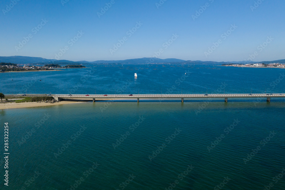 bridge over the sea bay view from above