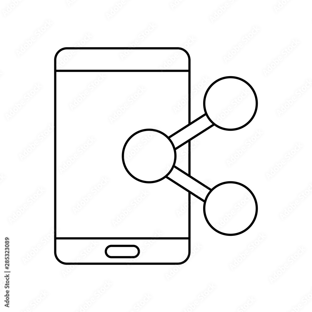 smartphone device with share symbol smartphone device with share symbol