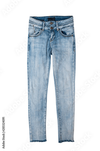  Blue female jeans isolated on white background