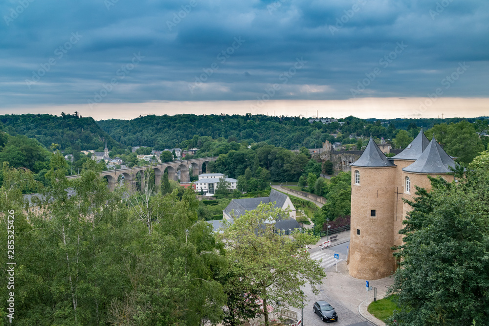 Panoramic view of the green areas of Luxembourg city.