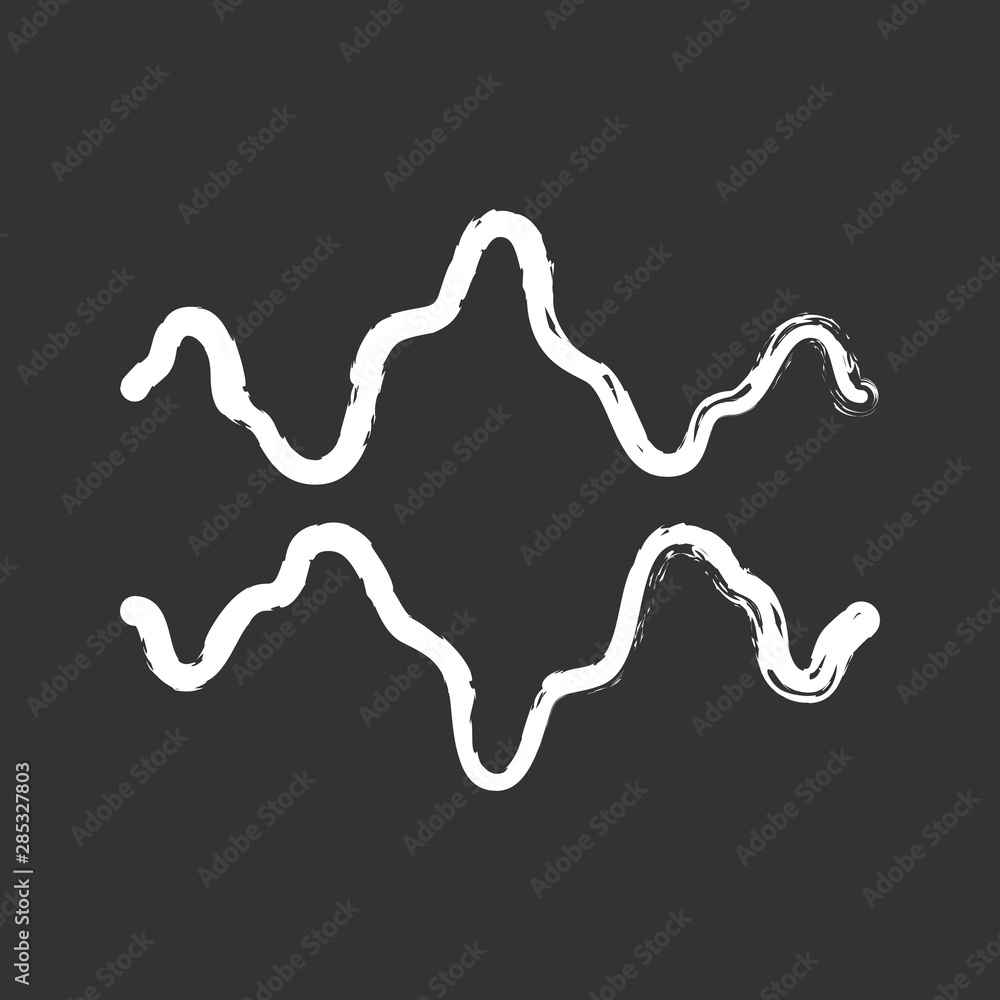 Abstract fluid waveforms chalk icon. Music rhythm, digital soundwave, frequency curves. Asymmetrical wavy lines. Audio, sound flowing waves, shapes. Isolated vector chalkboard illustration Abstract fluid waveforms chalk icon. Music rhythm, digital soundwave, frequency curves. Asymmetrical wavy lines. Audio, sound flowing waves, shapes. Isolated vector chalkboard illustration