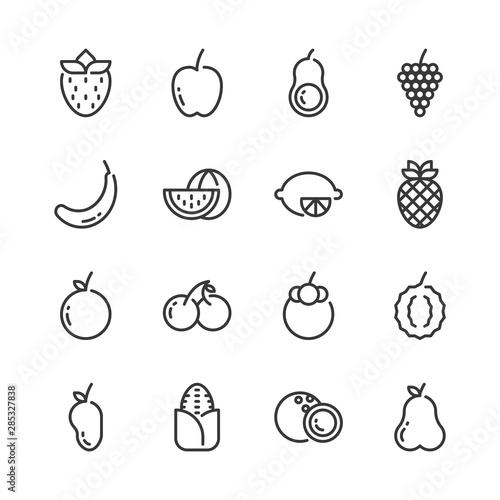 Fruits simple outline icon set.Vector illustration