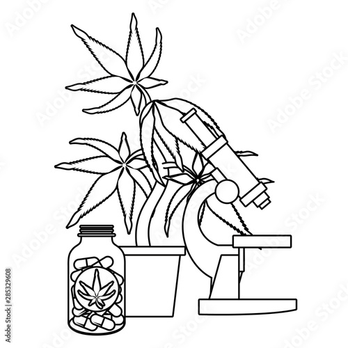cannabis martihuana sativa hemp cartoon in black and white