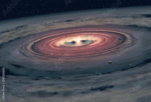 Fotografie Space nebula with the solar system in the center