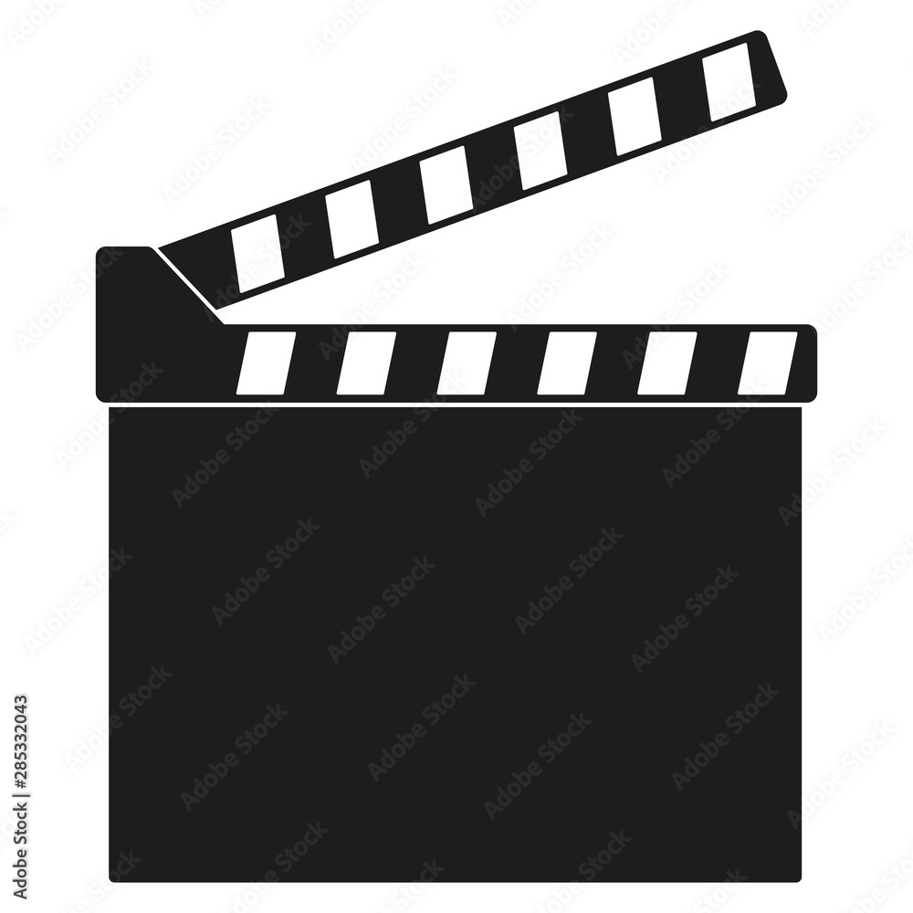 Black clapper board icon isolated on white background
