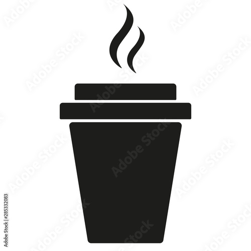 Black hot cup icon isolated on white background